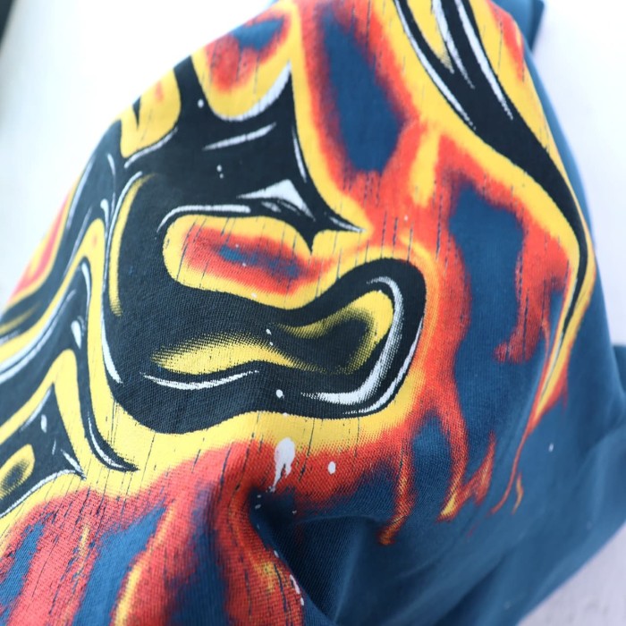 Flame Skeleton Meditation Print Washed Tee 2 colors 29087552