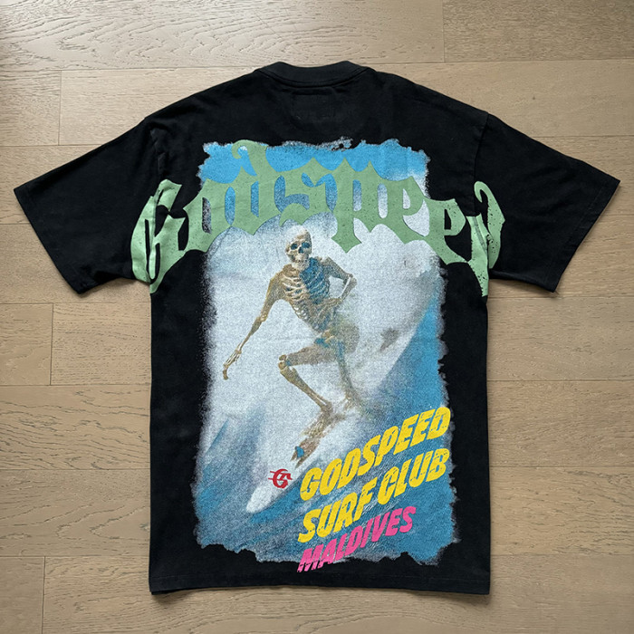Skeleton Surf Club double-sided printed vintage washed T-shirt 29038286