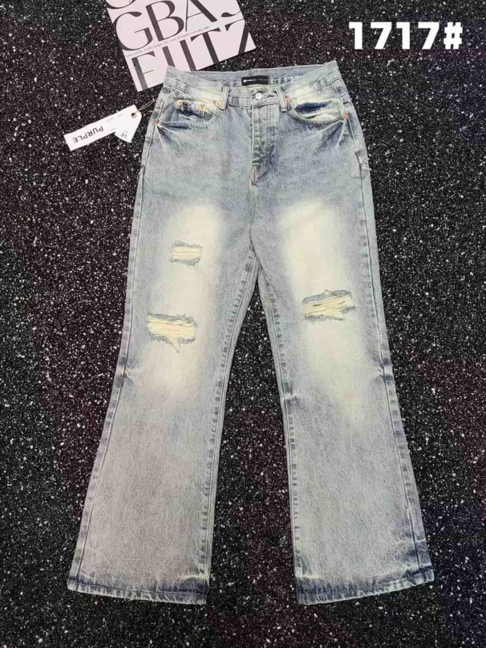 1:1 quality version Classic Stitched Ripped Washed Flared Jeans 29080665