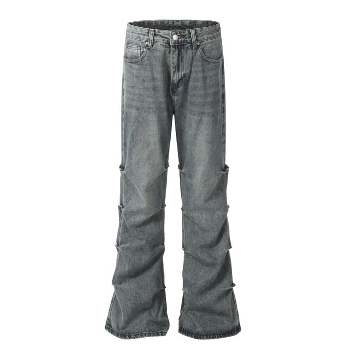 Side Frayed Micro Wide Leg Jeans