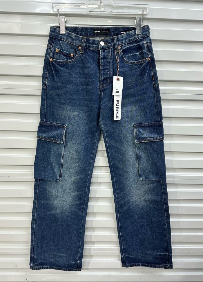 1:1 quality version Large-pocket cargo wide-leg jeans
