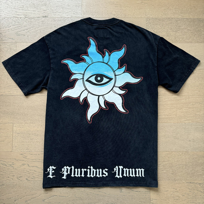 Miami Sports Car All-Seeing Eye Black Distressed Short-Sleeve T-Shirt 29044777