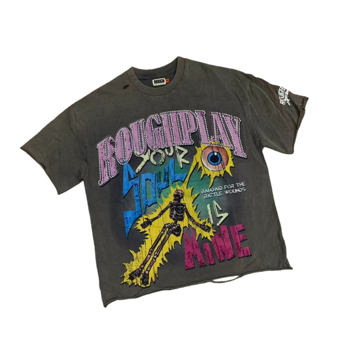 Band-Aid Skull Rhinestone Print Washed Version Distressed Tee 28529870