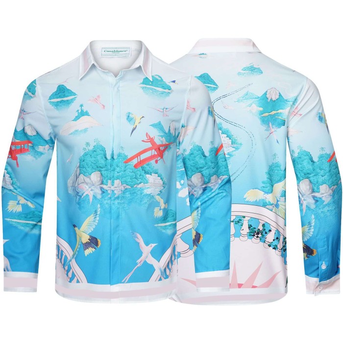 Bright Pattern Resort Style Printed Long Sleeve Shirt 55 colors 29105585