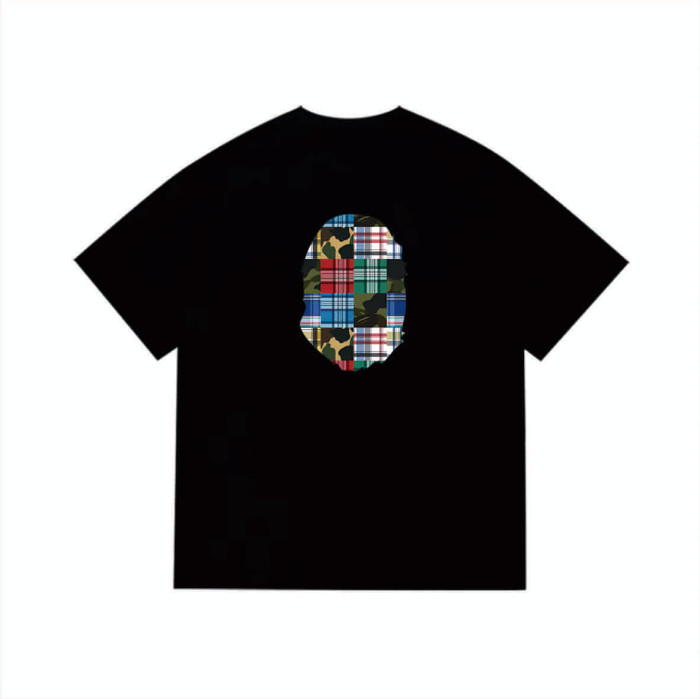 Ape Head Multi-Color Plaid Patchwork Graphic T-shirt 2 colors 29060430