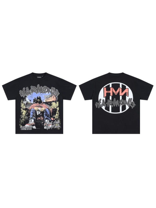 Street Figure Train Rhinestone Print Tee 29066071