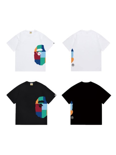 Colorful square checkered ape head short sleeves  print T-shirt 2 colors 29053571