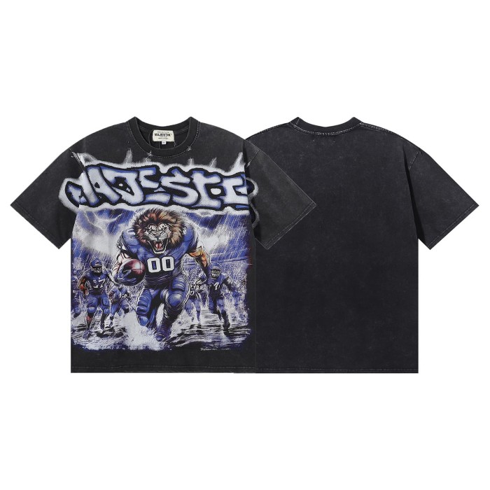 Lion Rugby Player Print Washed Tee 28874481