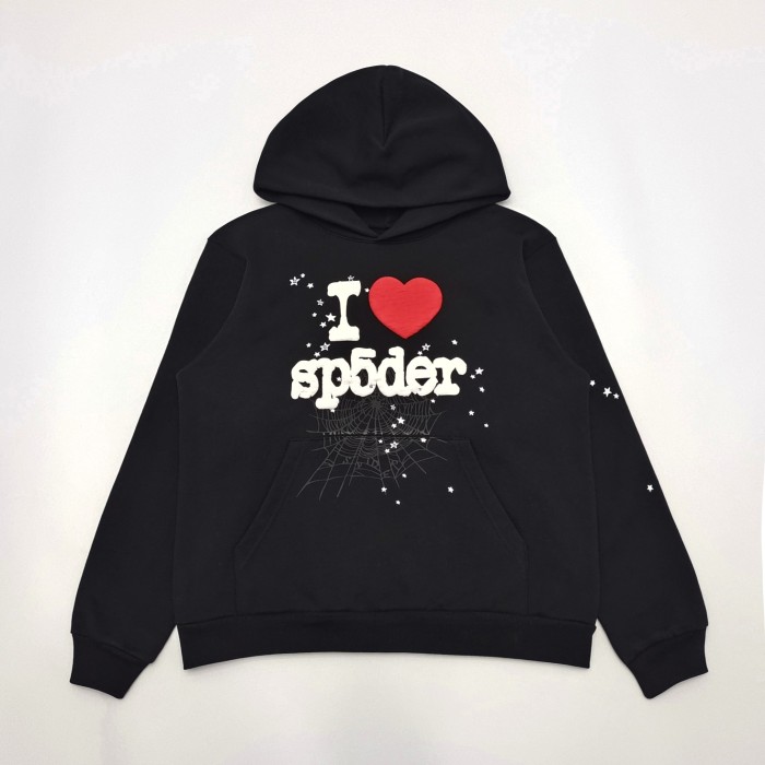1:1 quality version Love Foam Letter Star Spiderweb Print Hoodie & Pants