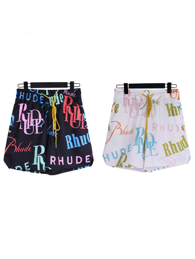 Printed all over with multiple colorful fonts logo drawstring shorts 2 colors
