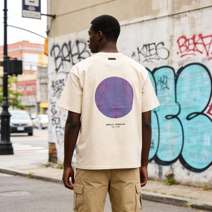 Los Angeles Arc Letter Basketball Outline Black Loose Short-Sleeve T-Shirt 2 colors 29053639