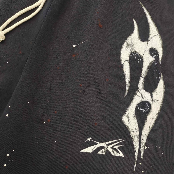 [Big & Tall for weights up to 260 lbs]1:1 quality version Flame Splash Ink Print Washed Shorts with NFC tag 28889899
