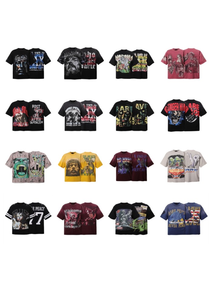 Dark Religious Angel Rhinestone Print Washed Tee 20 colors 29069152