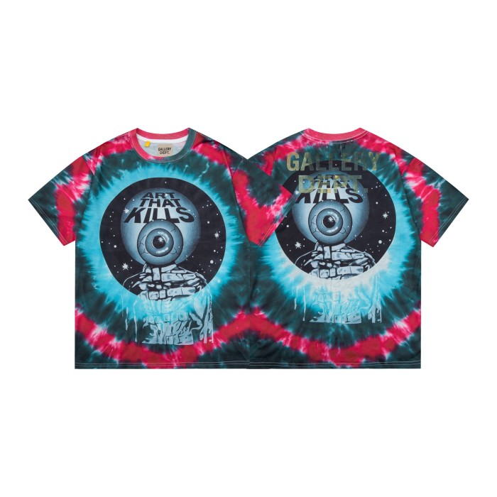 Vintage Washed Colorful Letter Tie-Dye Short Sleeve Tee 15 colors