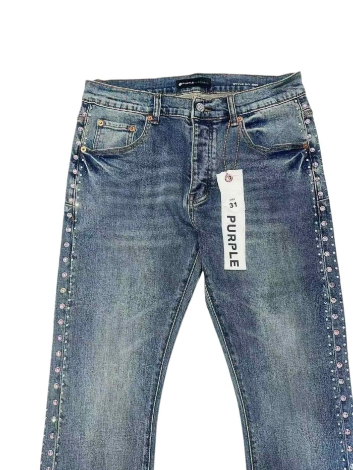 1:1 quality version Side Crystal Rivet Bootcut Jeans 28920259
