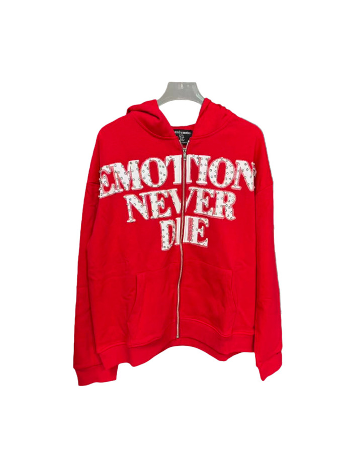 Diamond Letter Zipper Hoodie 2 colors 28549912