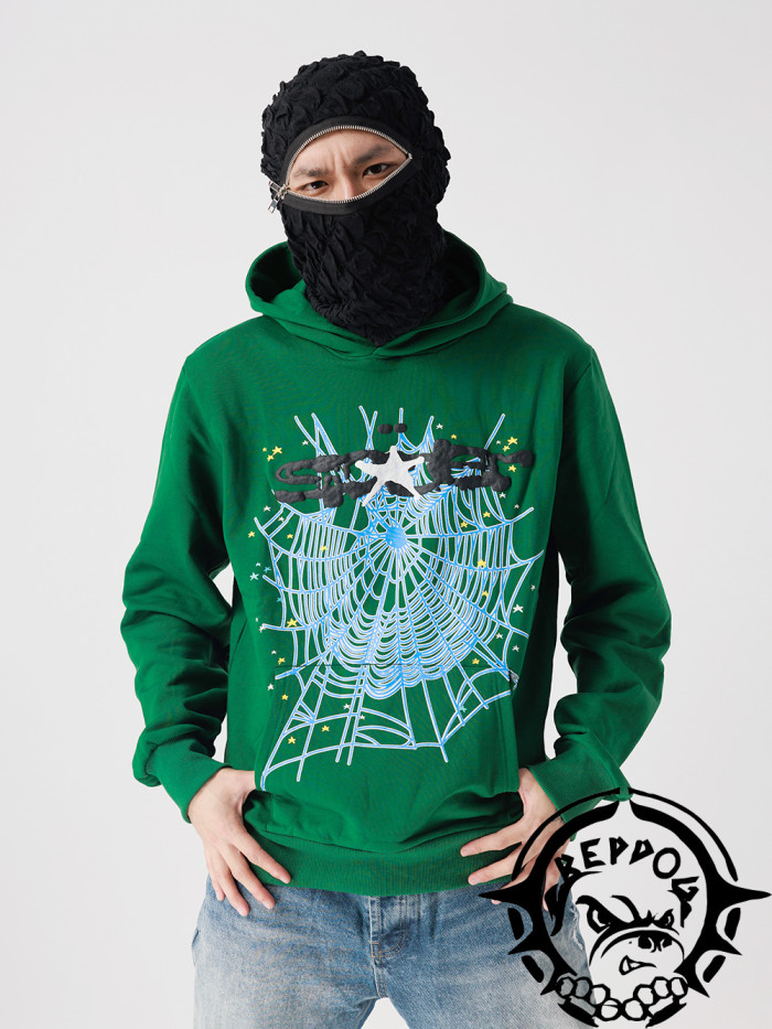 Spider Web White Star English Print Sweatshirt Hoodie