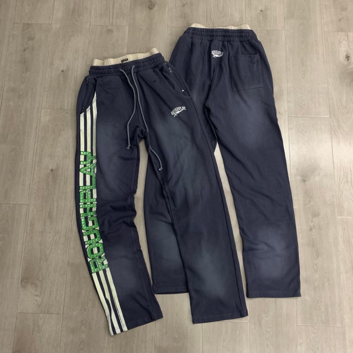 Double Waistband Side Stripe Print Gradient Washed Sweatpants 3 colors 29068989