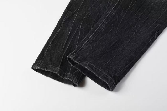 1:1 quality version Retro Cat Whisker Logo Faded Ripped Jeans 29080458