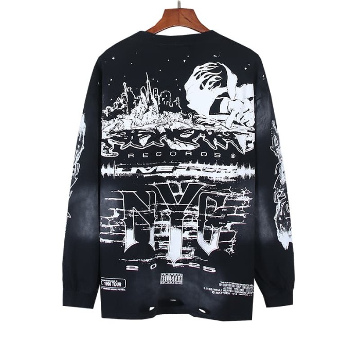 Speed Statue Of Liberty Print Washed Version Long Sleeve T-Shirt 29064429