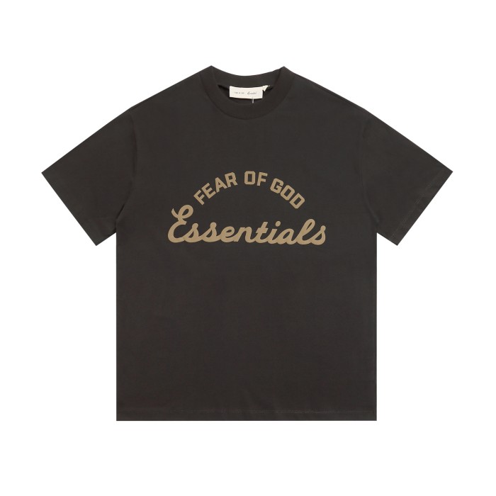 Curved cursive script letter, brown, loose-fitting, drop-shoulder, short-sleeved T-shirt 4 colors 29053727