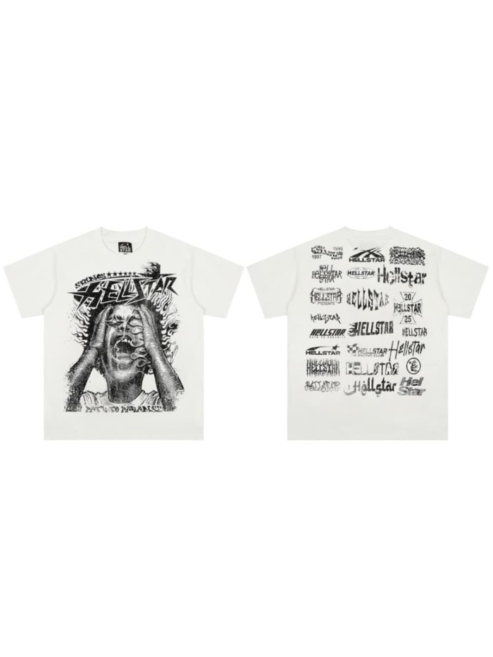 Screaming Figure & Dark Declaration Print Washed Tee 29092380