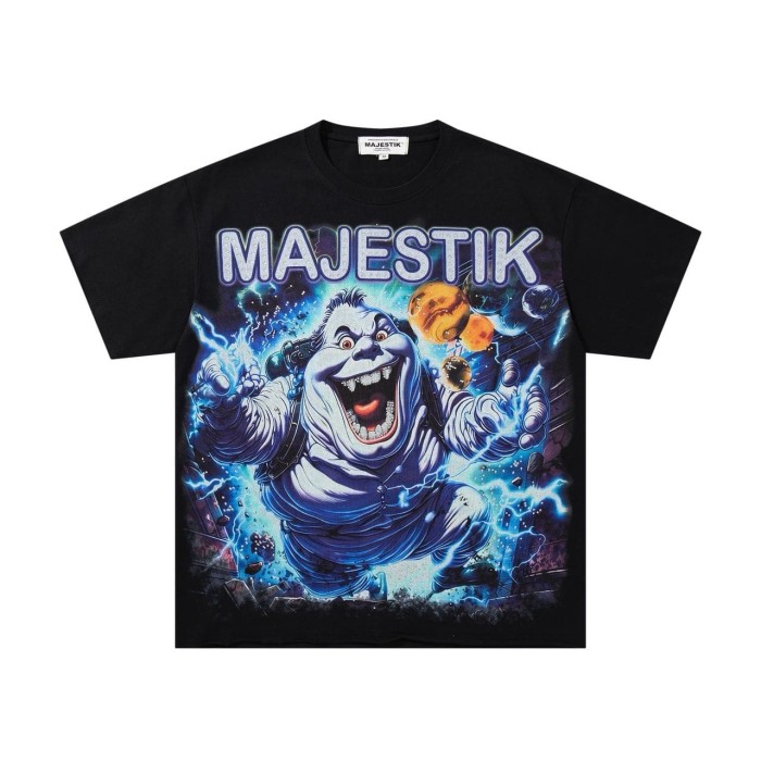 Scary Marshmallow Ghost Rhinestone Print Washed Tee 29060777