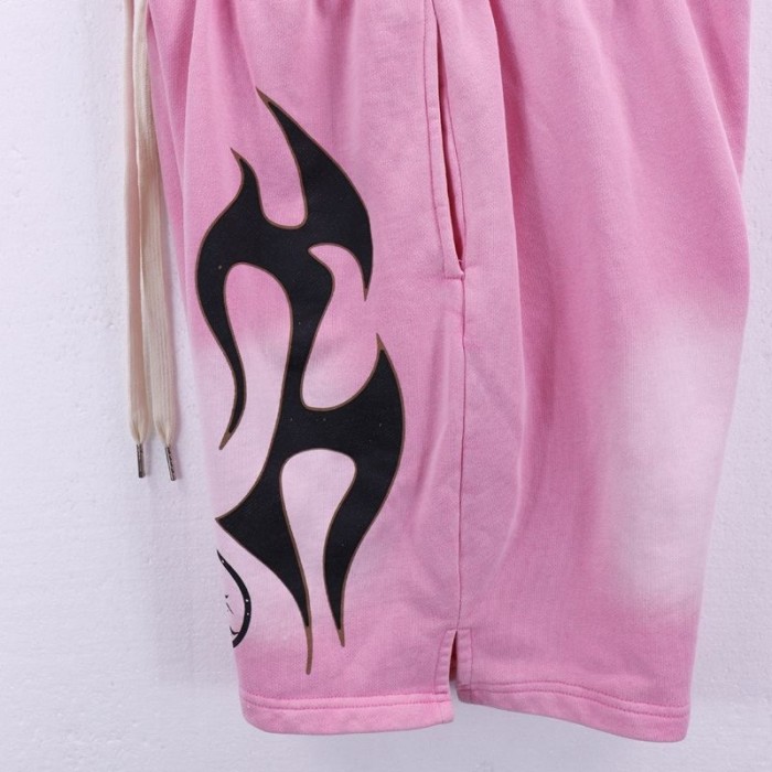 Side Sharp Black Flame Print Washed Shorts 3 colors 29043466