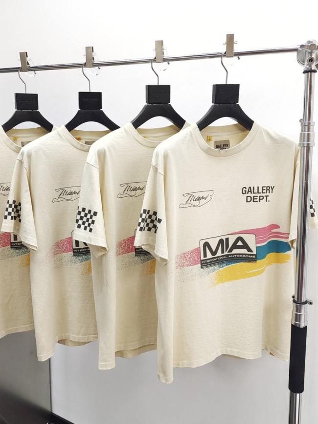 [Big & Tall for weights up to 260 lbs]1:1 quality version MIA Racing Flag Plaid Tricolour Stripe Foiled Letter Print Tee