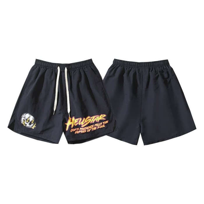 Skull Neon Slogan Print Nylon Shorts 29035464