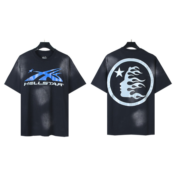 Blue and White Gradient Gel Sport Logo Washed Tee