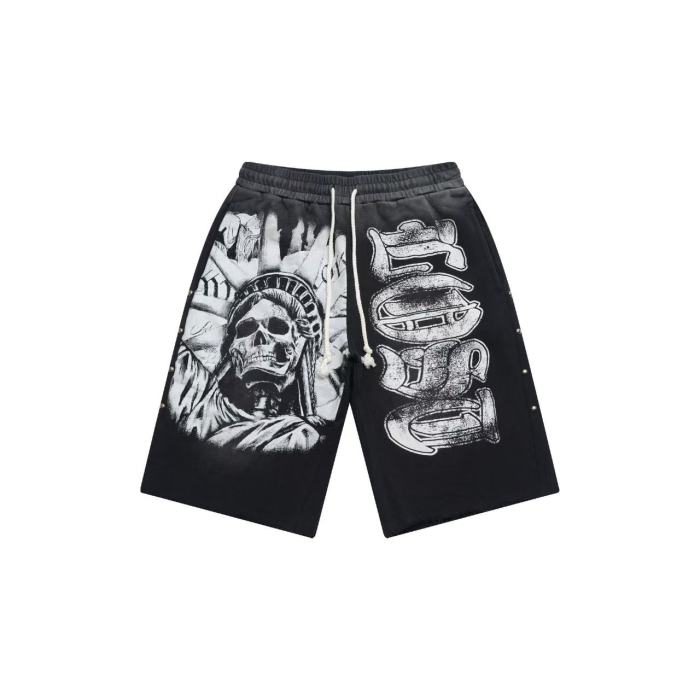 Skull Liberty Graphic Print Gothic Letter Streetwear Casual Shorts 2 colors 29064427