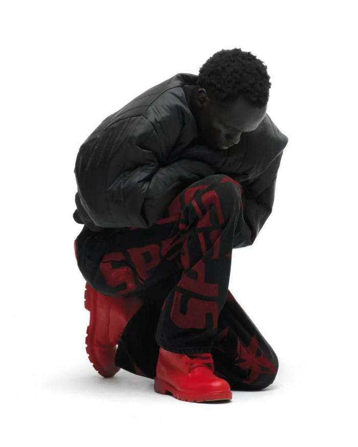 [Big & Tall for weights up to 220 lbs]1:1 quality version Red Letter Print Washed Distressed Jeans 28694085