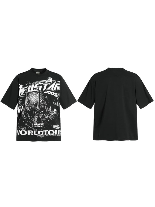 Alien Fanged Beast Print Washed Tee 29092399