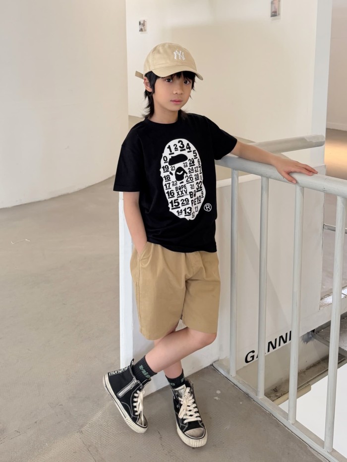 Ape Head Number & Letter Print T-Shirt for Kids 2 colors 29006361