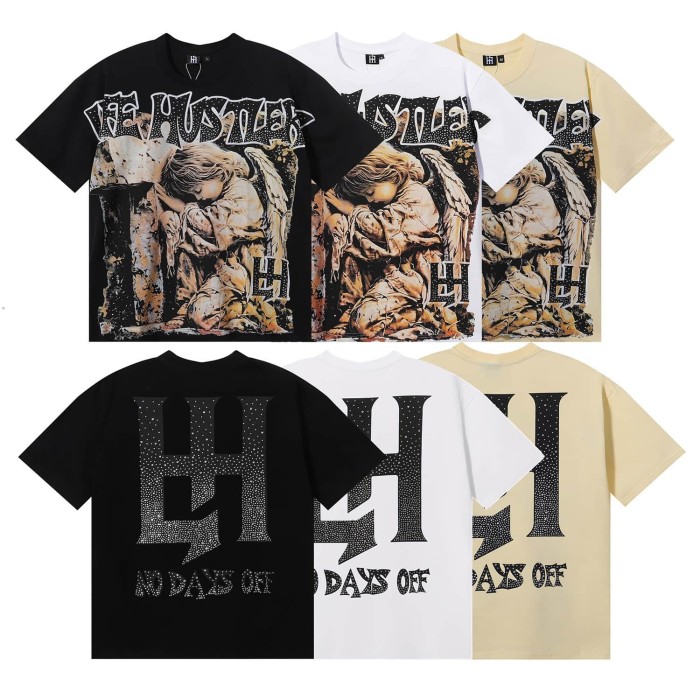Sleeping Angel Oil Painting Rhinestone Print Tee 3 colors 29082344