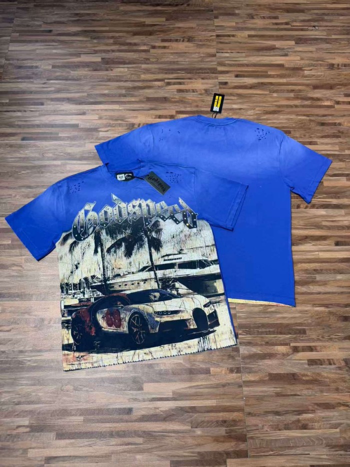 Miami Supercar Yacht Rhinestone Print Washed Tee 2 colors 29106670