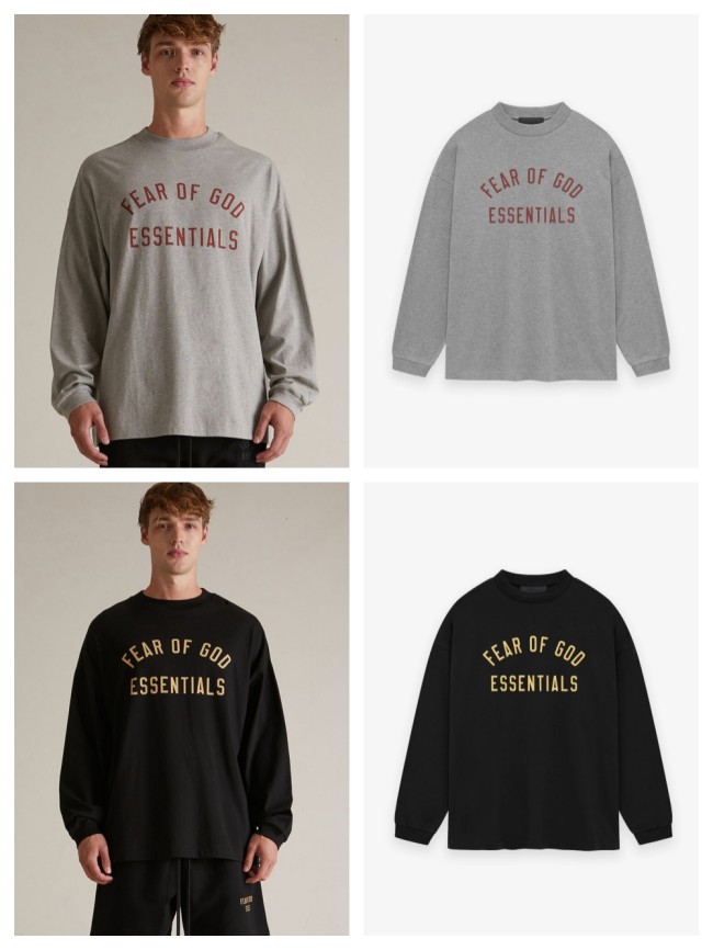 [buy more save more][Big & Tall for weights up to 220 lbs]1:1 quality version Letter LOGO Round Neck Long Sleeve T-Shirt 2 colors