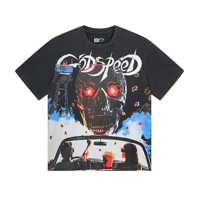 Doomsday Skull Neon G Black-marked Vintage Short-sleeved T-shirt 29046897