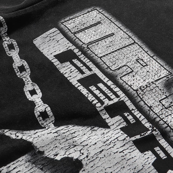 Grim Reaper Skull Chain Print Washed Tee 28874486