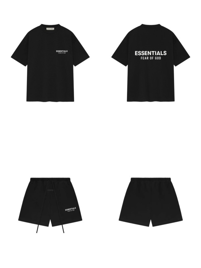 [Big & Tall for weights up to 220 lbs]1:1 quality version 3D Velvet Rubber Letter Print Tee & Shorts Set 2 colors 28917617