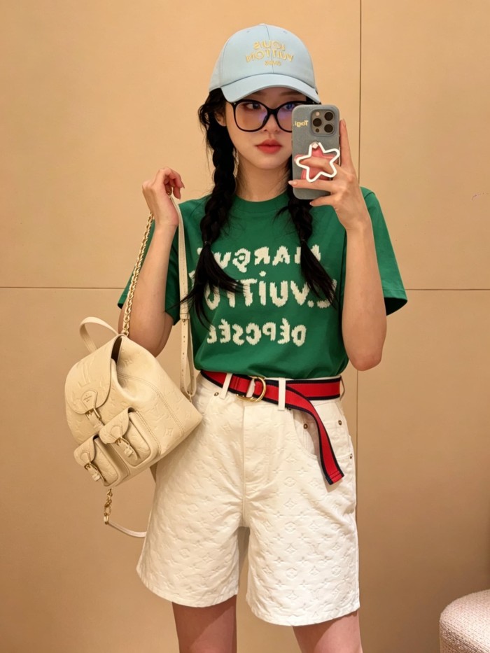 1:1 quality version Thick Thread Granular Embroidery Crew Neck Short Sleeve T-Shirt 2 colors 29114539