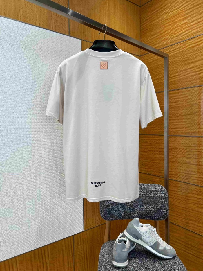 1:1 quality version Heavyweight Combed Cotton Letter Embroidery Crew Neck T-Shirt 29115007