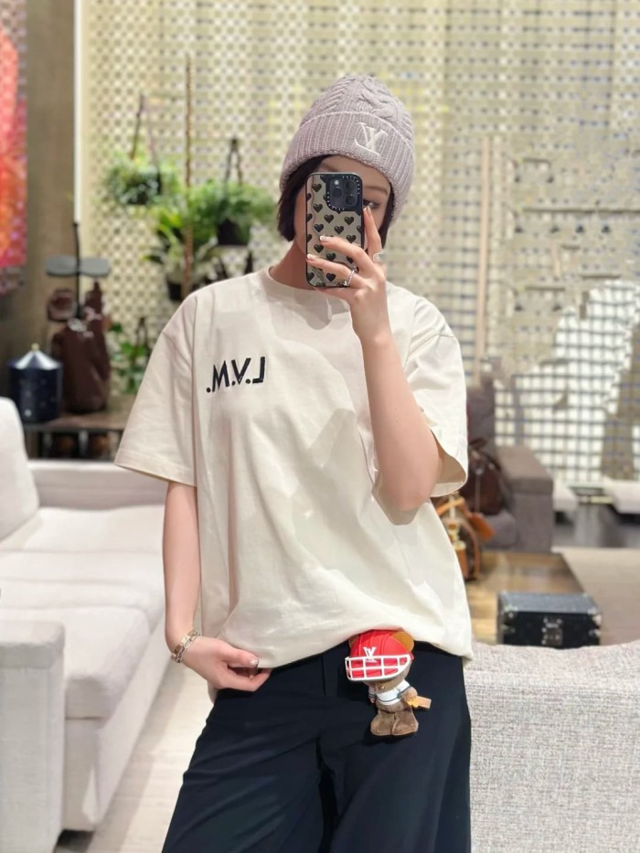 1:1 quality version Heavyweight Combed Cotton Letter Embroidery Crew Neck T-Shirt 29115007