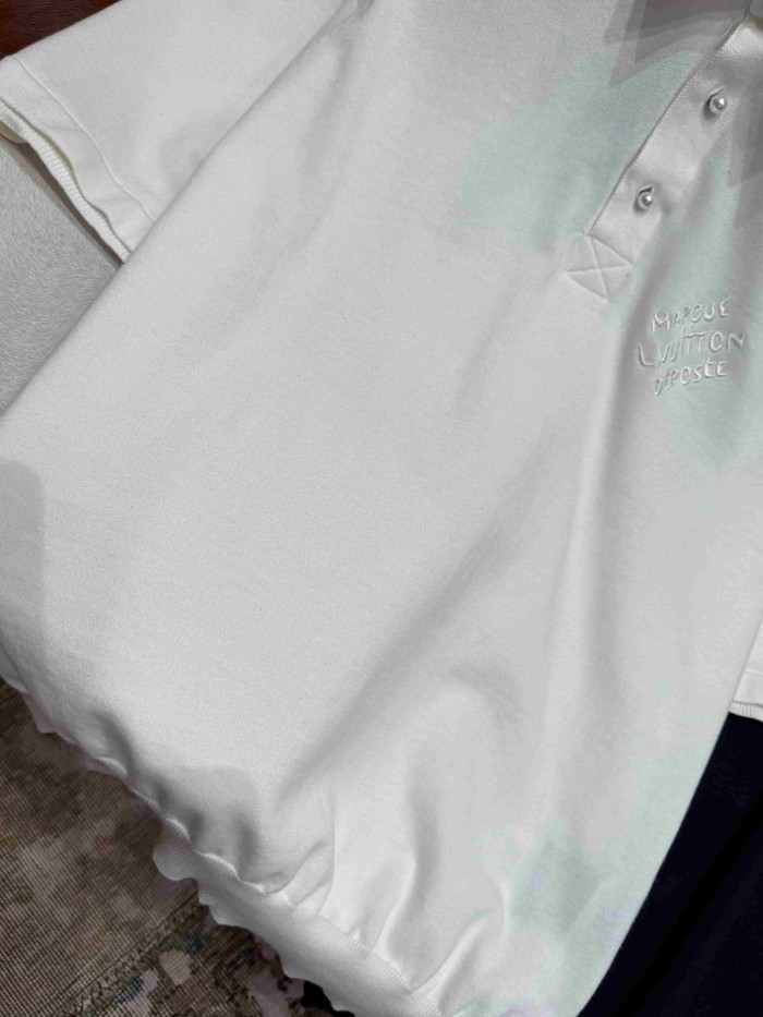 1:1 quality version Simple Letter Embroidery Button Down Collar Polo Shirt 2 colors 29114939