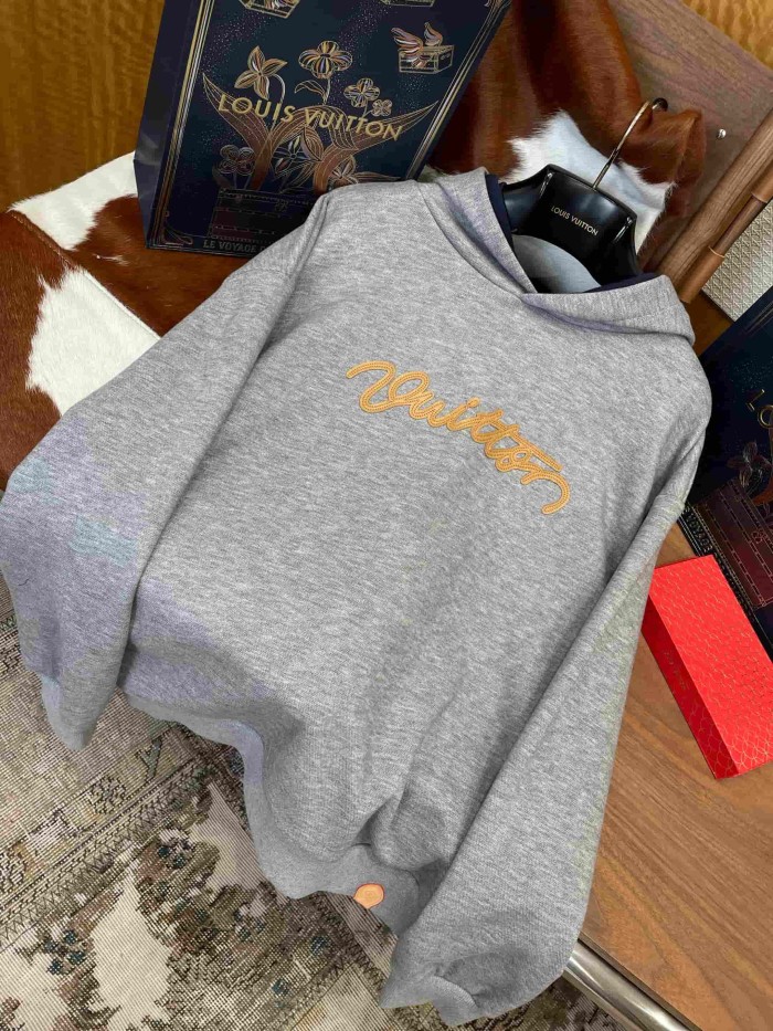 1:1 quality version Heavyweight Fleece Cotton Blend Embroidered Leather Patch Hoodie 29115114