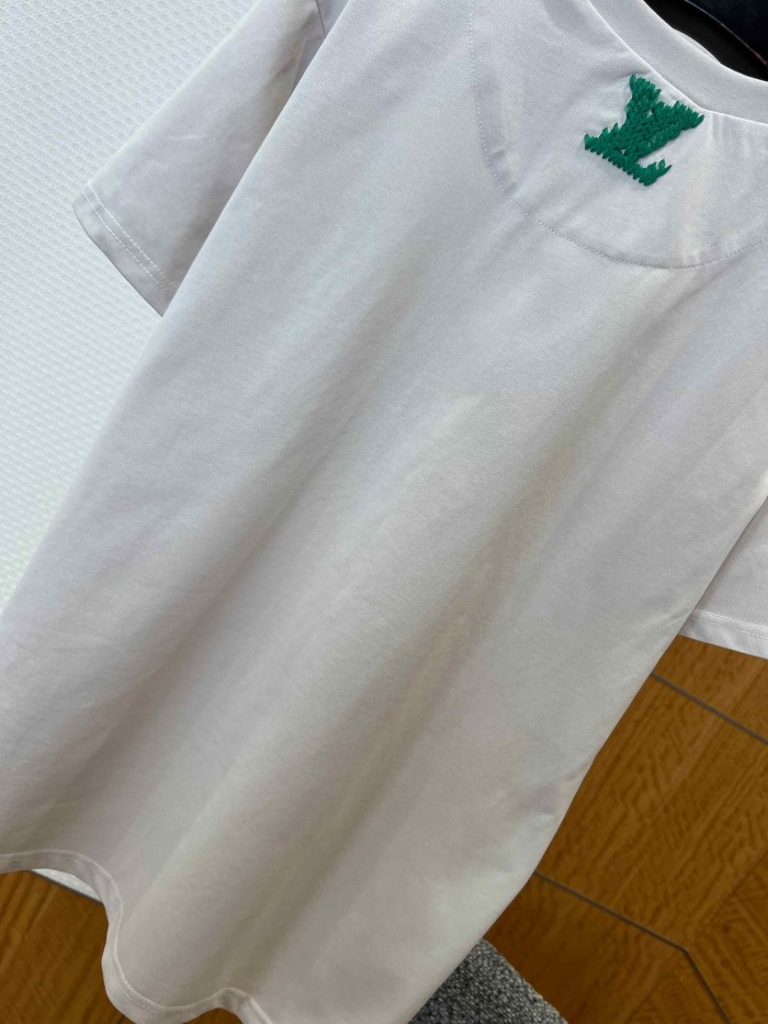 1:1 quality version Thick Thread Granular Embroidery Crew Neck Short Sleeve T-Shirt 2 colors 29114539