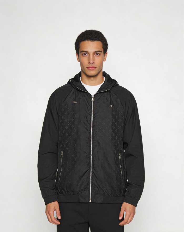 1:1 quality version Nylon Allover Jacquard Hidden Print Drawstring Hooded Jacket 2 colors 29115024