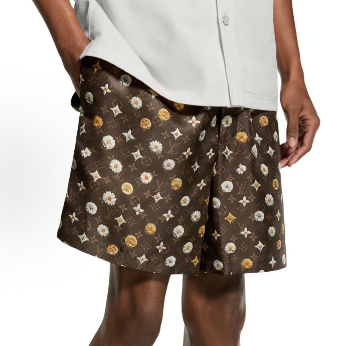 1:1 quality version Nylon Floral Allover Print Drawstring Casual Shorts 2 colors 29114530