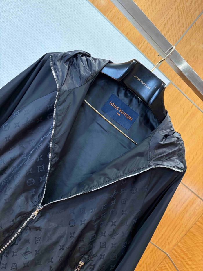 1:1 quality version Nylon Allover Jacquard Hidden Print Drawstring Hooded Jacket 2 colors 29115024